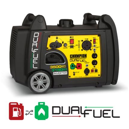 a black and yellow portable generator on a white background.