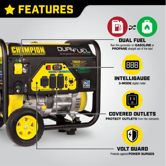 film Snor mus 6250-Watt Dual Fuel Generator with CO Shield® - Champion Power Equipment