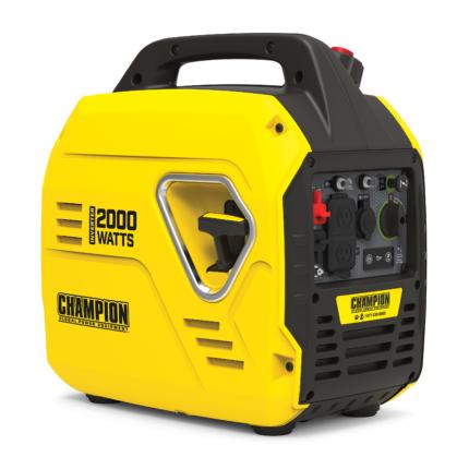 a yellow and black portable generator on a white background.