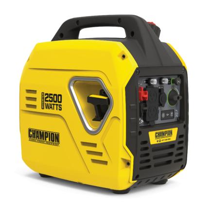 a yellow and black portable generator on a white background.