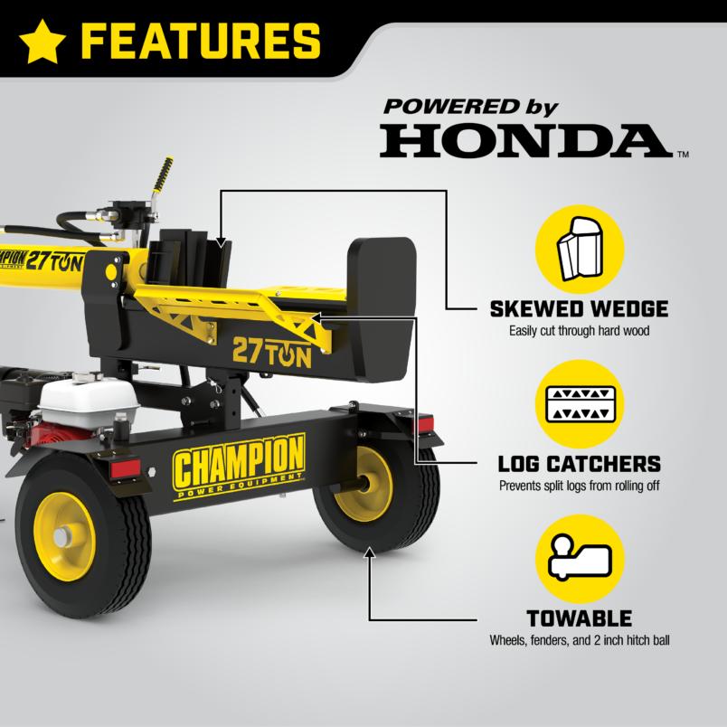 CRAFTSMAN 27-Ton 196-cc Horizontal and Vertical Gas Log Splitter with  Kohler Engine in the Hydraulic Gas Log Splitters department at