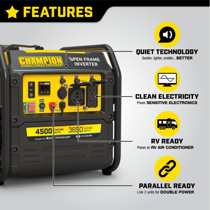 Champion 4500 Watt 201184 Inverter w/ParaLINK (+CO SHIELD