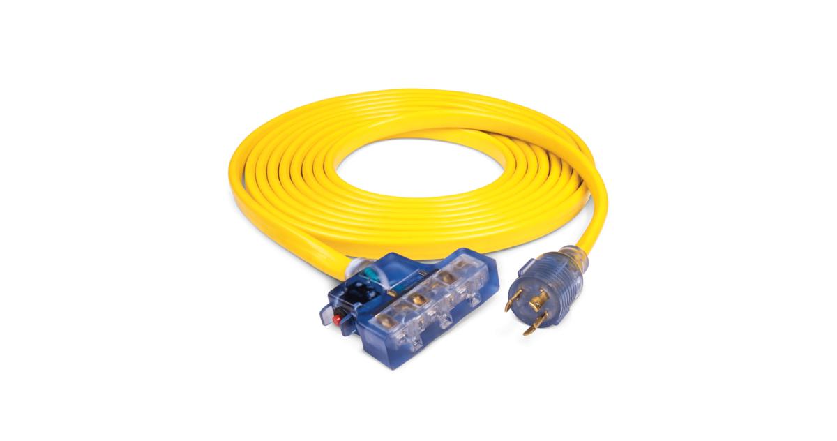 25 ft. 20A 125V Flat Generator Extension Cord with Power Indicator