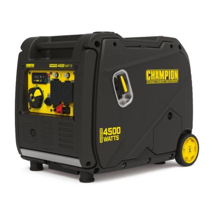 a black and yellow portable generator.