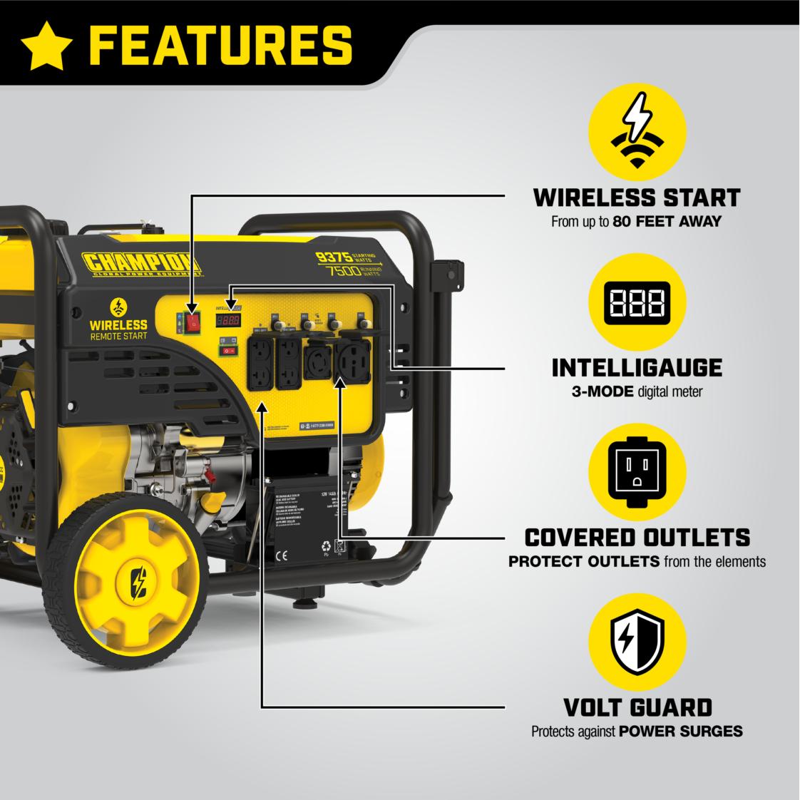 7500Watt Wireless Start Generator Champion Power Equipment