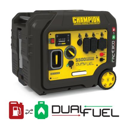 a yellow and black generator with the words champion on it.