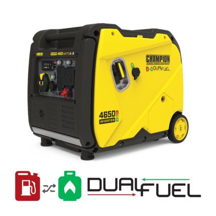 a yellow and black portable generator on a white background.