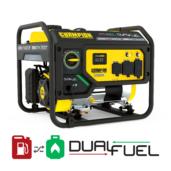 a yellow and black portable generator on a white background.