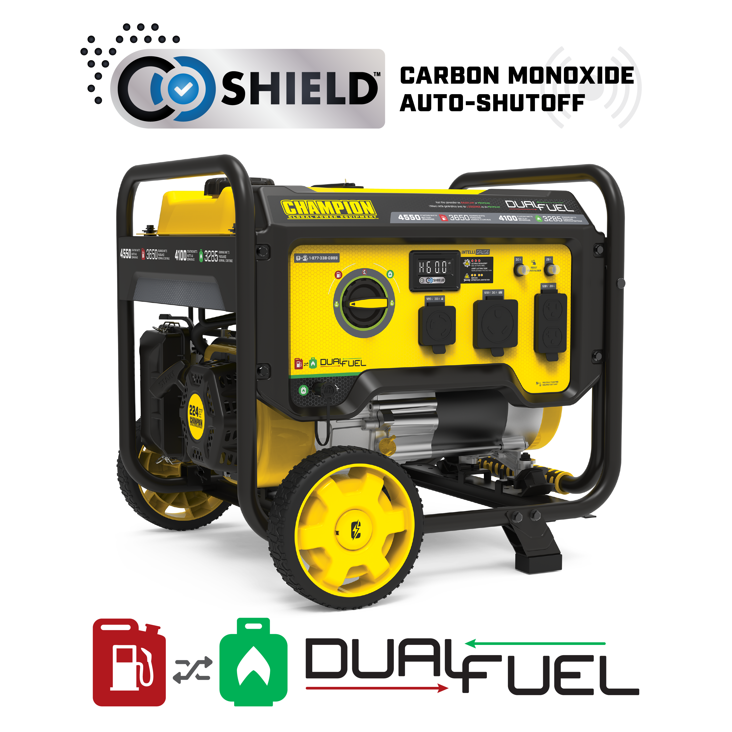 3650W Dual Fuel Generator with CO Shield® - Champion Power