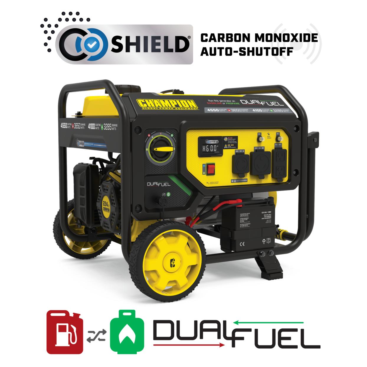 3650W Electric Start Dual Fuel Generator with CO Shield® Champion