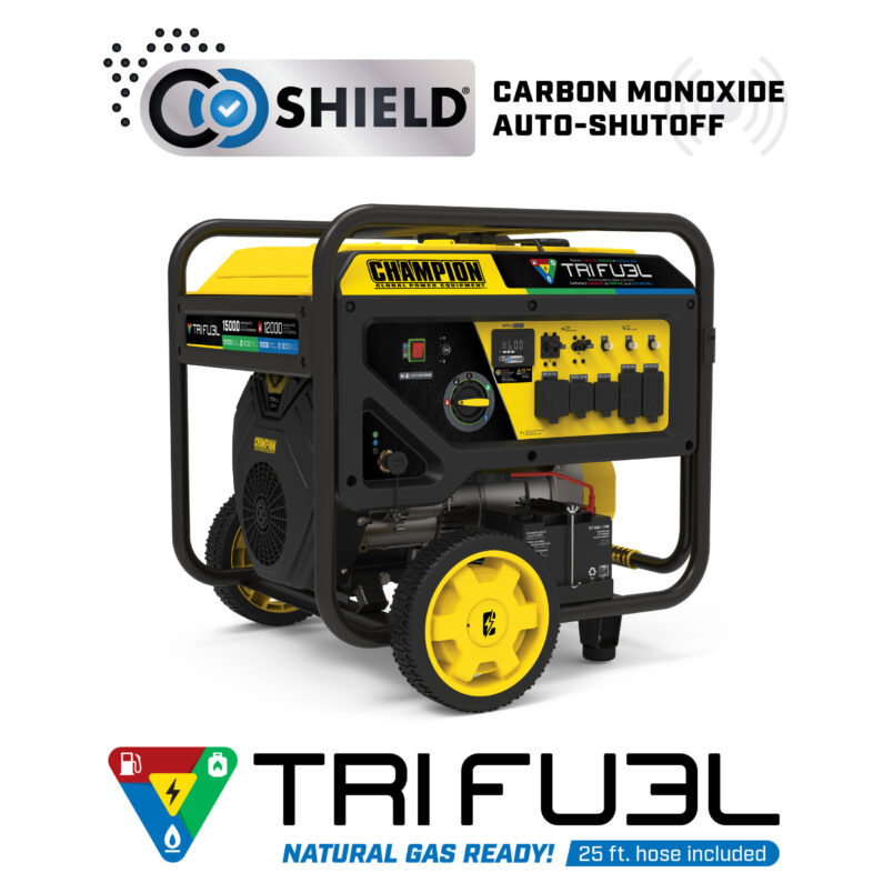 granske Overlevelse Bær 12,000-Watt Tri-Fuel Generator with CO Shield® - Champion Power Equipment