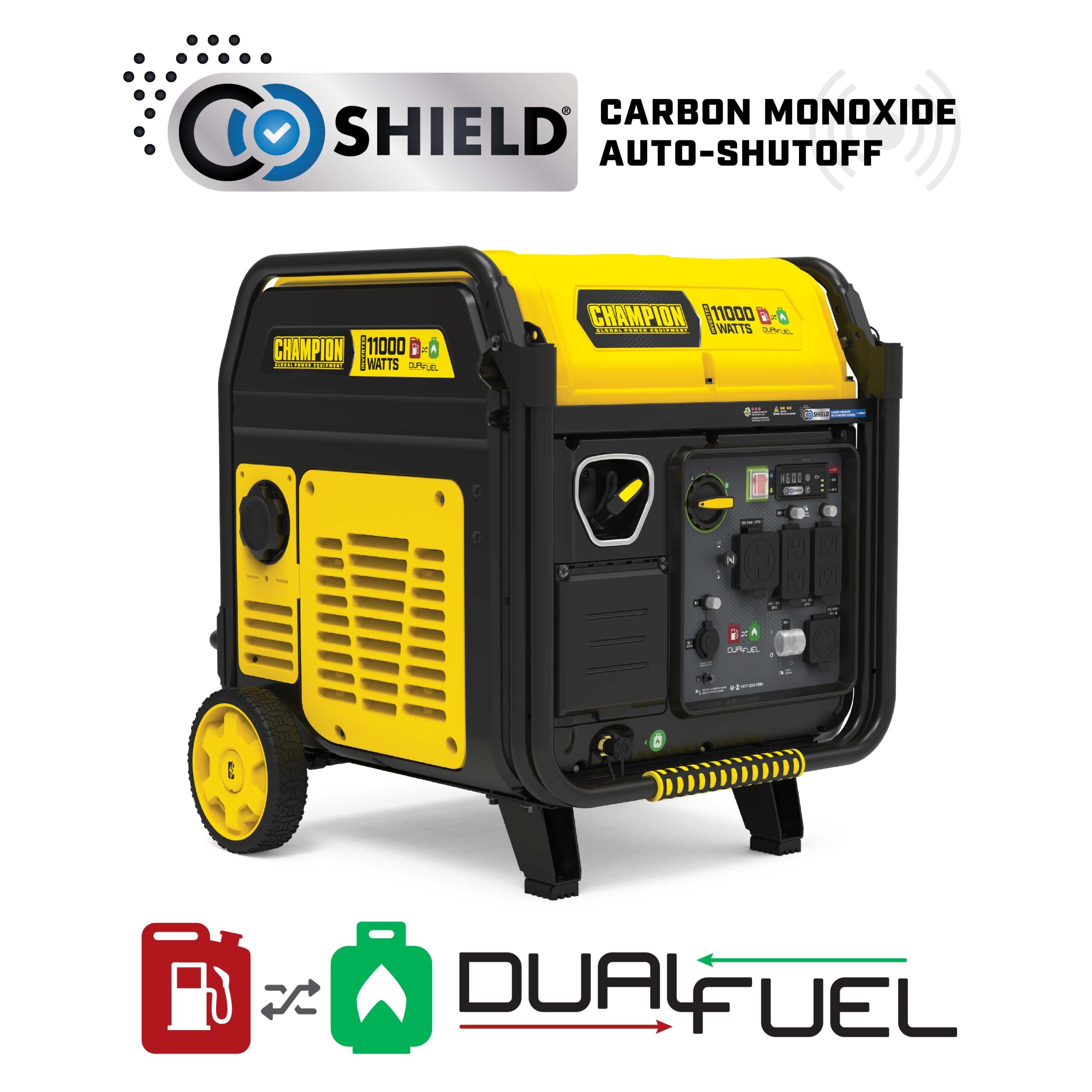 11,000W Electric Start Dual Fuel Inverter Generator with CO