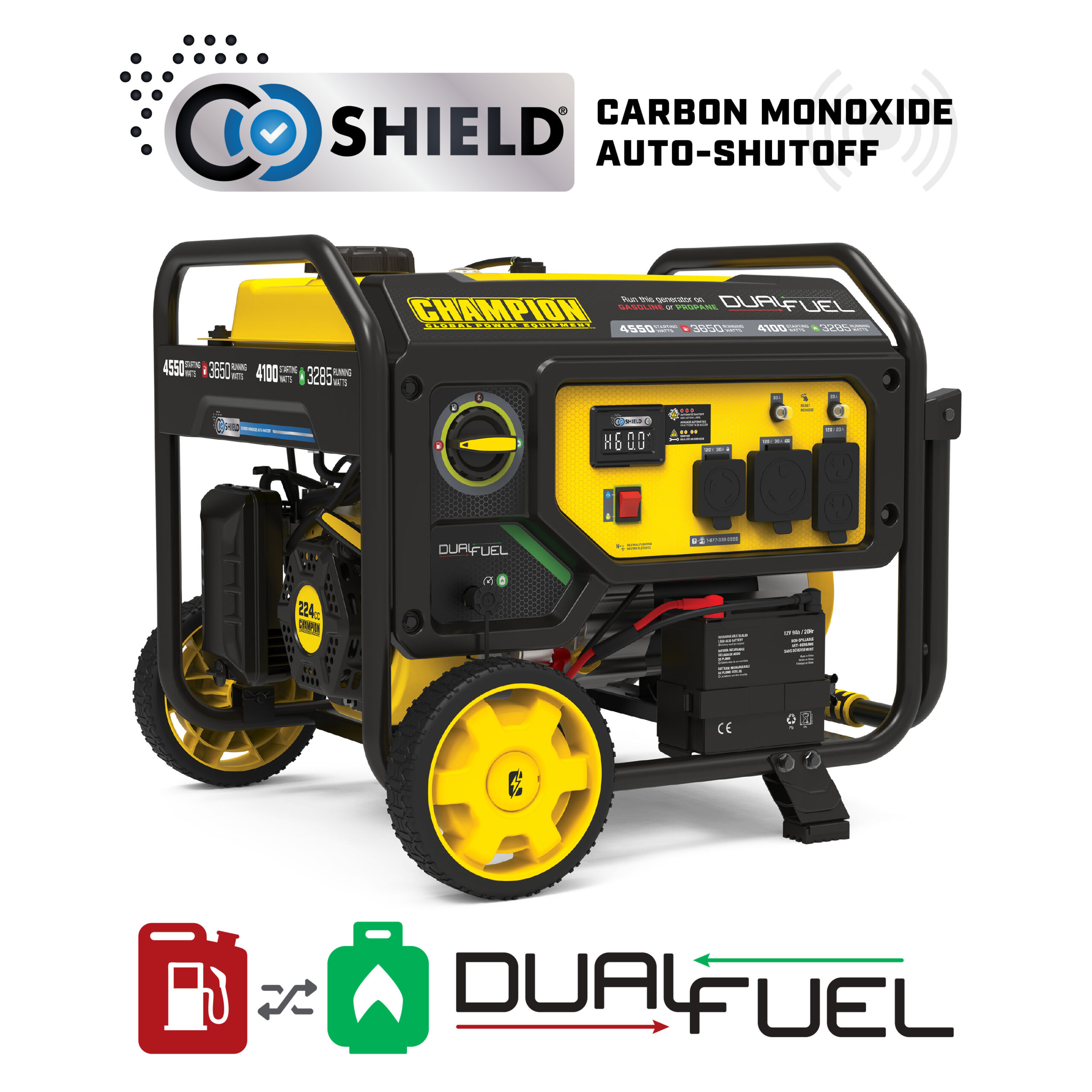 Champion 3650W Electric Start Dual Fuel Generator